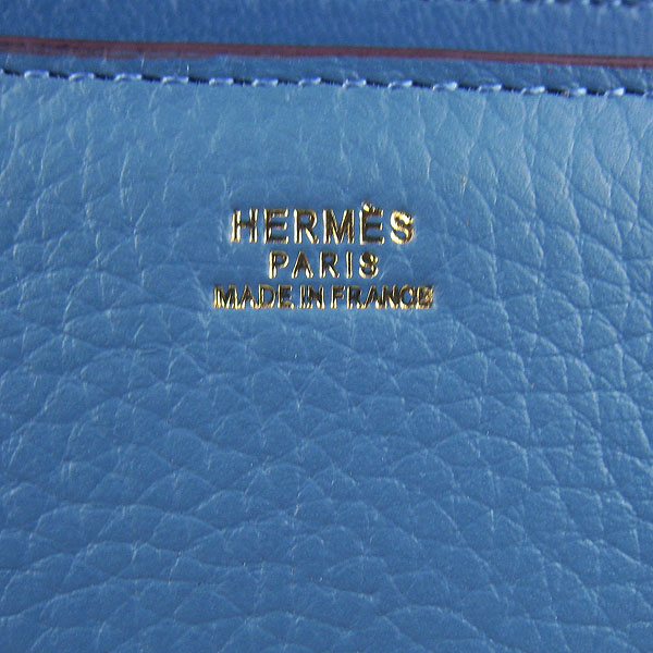 7A Hermes Constance Togo Leather Single Bag Blue Gold Hardware H020